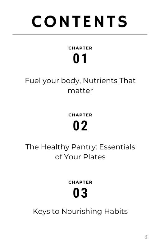 Aperçu intérieur ebook nutrition - Recettes healthy et guide des nutriments
